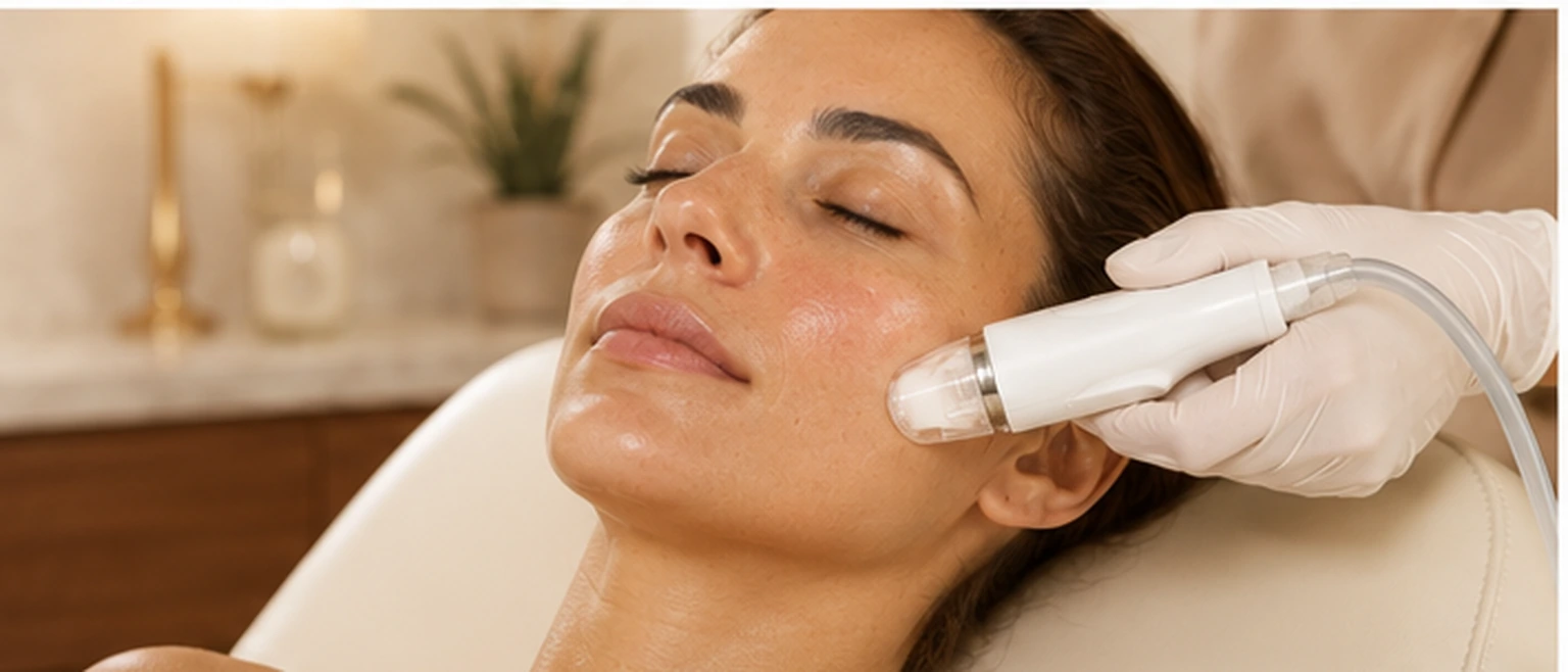GLO2 oxygenating facial in progress at our Charleston med spa