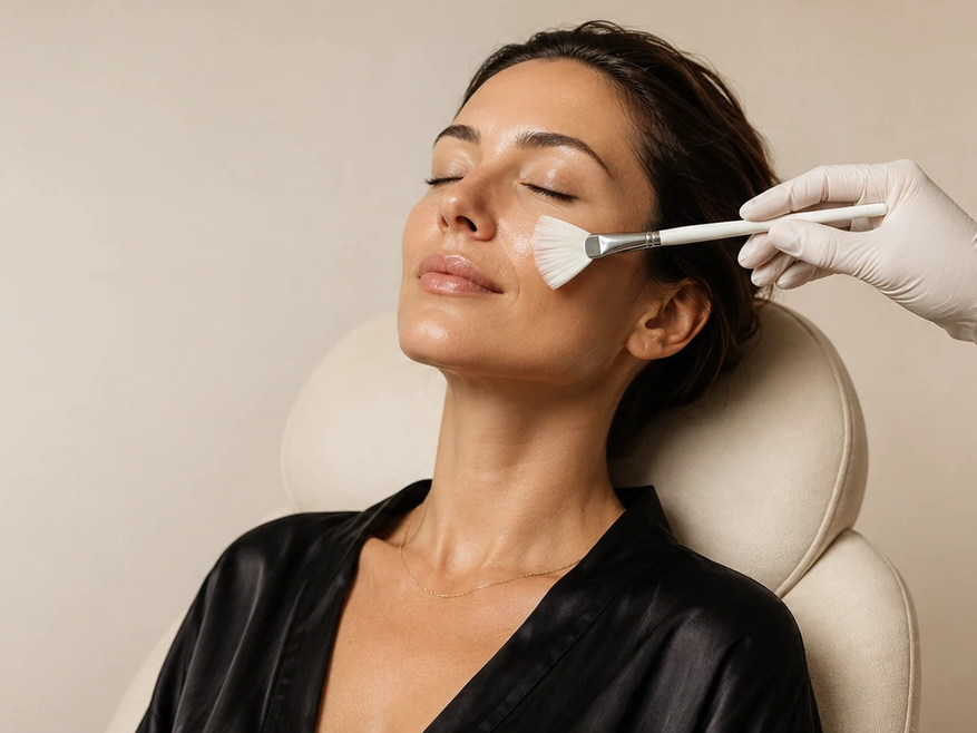 Chemical peel — application with brush — The Society of Preservation Med Spa, Charleston